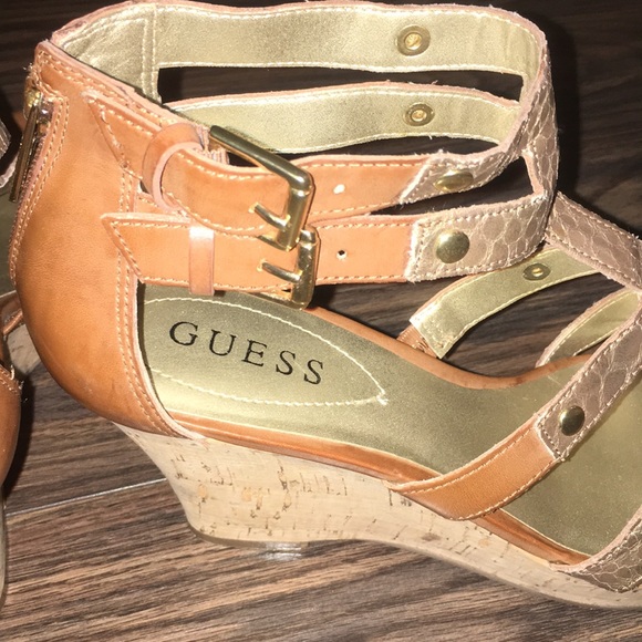 Guess brown and gold cork wedge heels - Picture 5 of 7